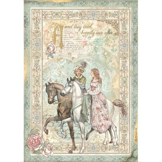 Lot de papier de riz A4 - Prince de La Belle au bois dormant à cheval