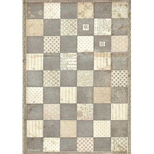 Papier de riz A4 emballé - échiquier Alice