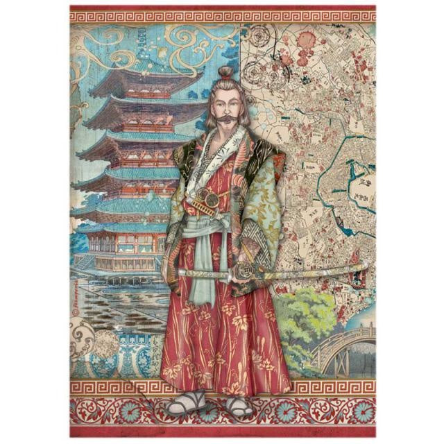 Papier de riz A4 - Sir Vagabond au Japon, samouraï