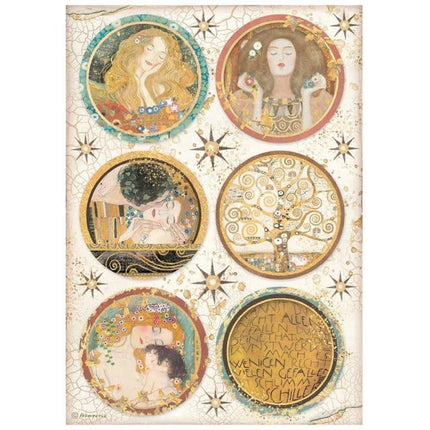 Lot de papier de riz A4 - Klimt, ronds