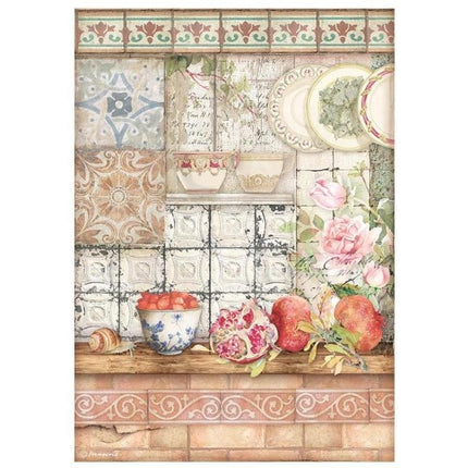 Papier de riz A4 prédécoupé - Carreaux Casa Granada