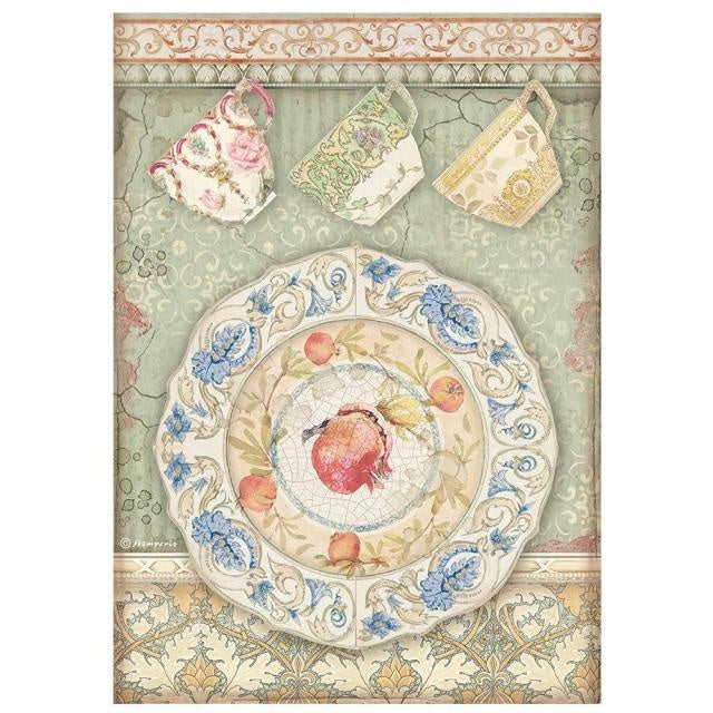Papier de riz A4 prédécoupé - Assiettes et tasses Casa Granada