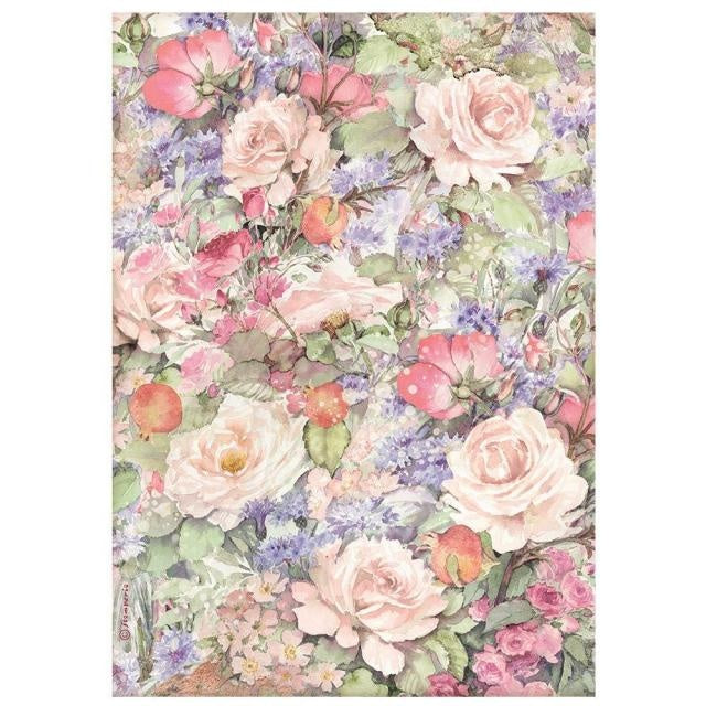 Papier de riz A4 prédécoupé - Fleurs Casa Granada