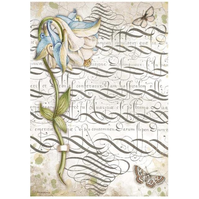 Papier de riz A4 conditionné - Romantic Garden House ancolie