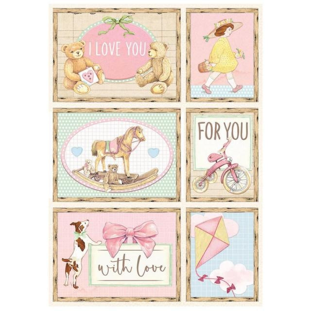 Papier de riz A4 prédécoupé - Cartes roses DayDream