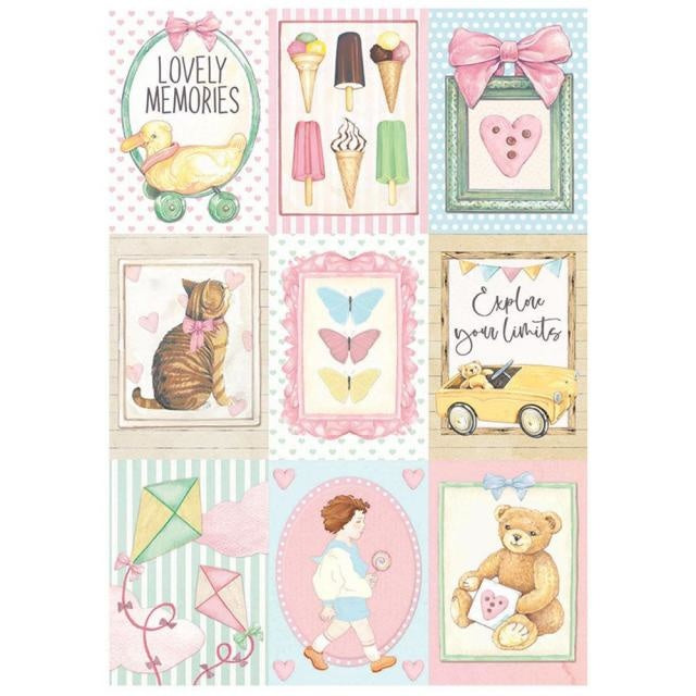 Papier de riz A4 prédécoupé - Petites cartes DayDream