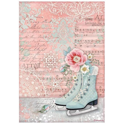 Papier de riz A4 - Joyeux patins à glace d’hiver