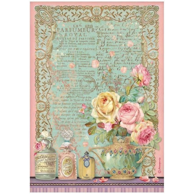 Papier de riz A4 prédécoupé - Rose Parfum Parfumeur royal