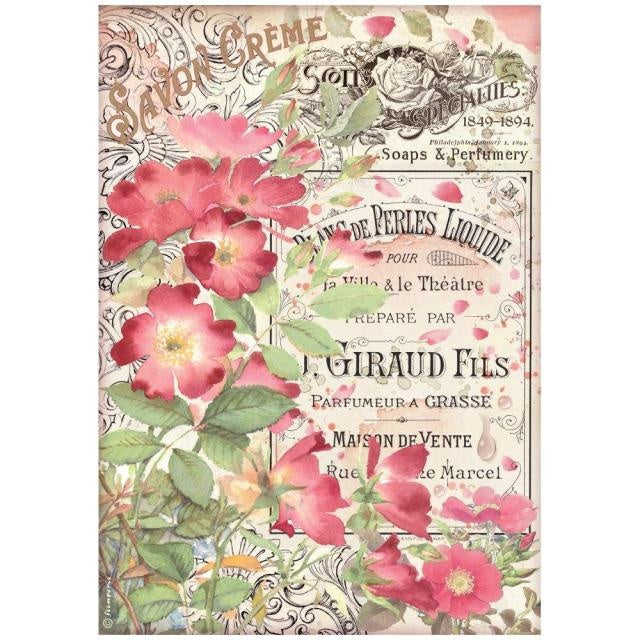 Papier de riz A4 prédécoupé - Rose Parfum Savon crème