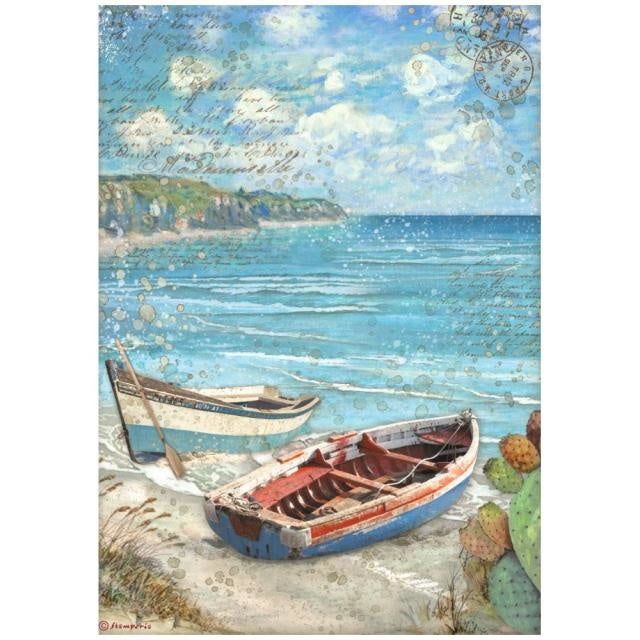Papier de riz A4 en paquet - Bateaux Blue Dream