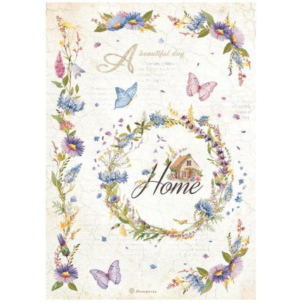 Papier de riz format A4 - Create Happiness Welcome Home guirlande