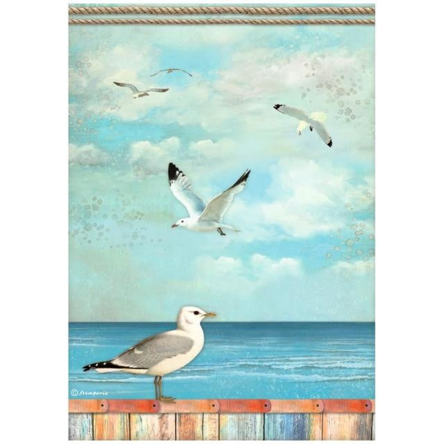 Papier de riz A4 en paquet - Mouettes Blue Dream
