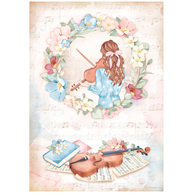 Papier de riz A4 conditionné - Create Happiness Oh là là violon