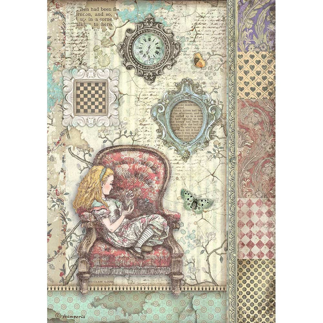 Papier de riz A4 emballé - Alice sur la chaise