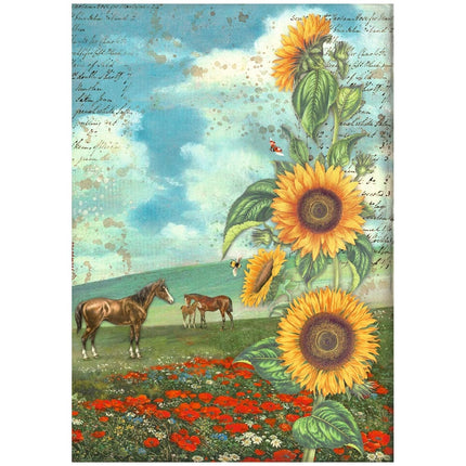 Papier de riz A4 en lot - Sunflower Art et chevaux