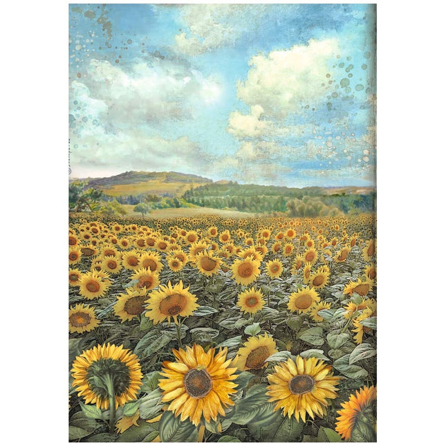 Papier de riz A4 emballé - Paysage Sunflower Art