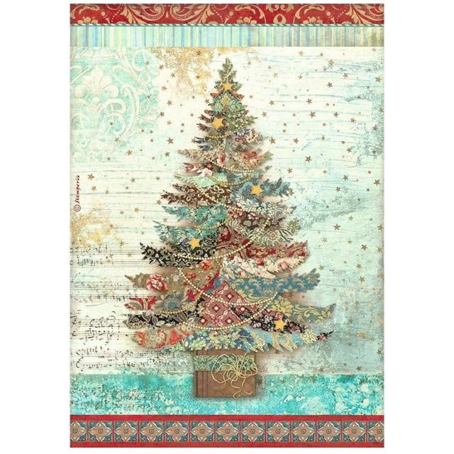 Papier de riz A4 en paquet - Christmas Greetings, arbre