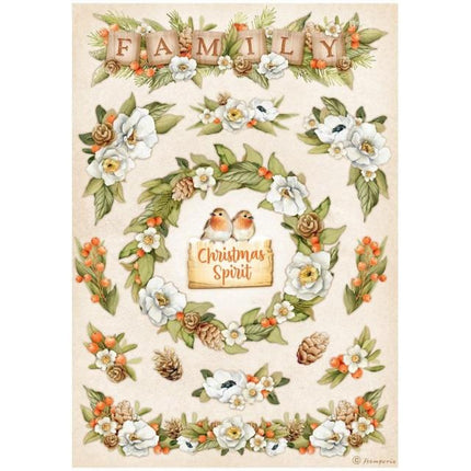 Papier de riz A4 en paquet - Winter Valley, guirlandes familiales