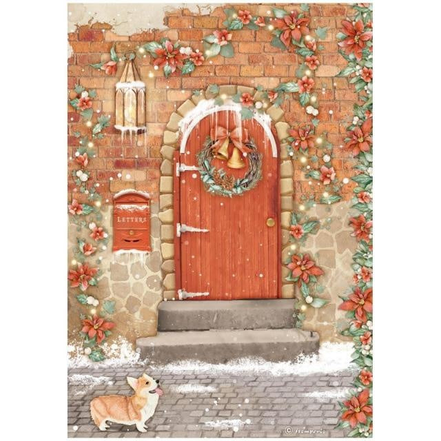 Papier de riz A4 sous emballage - All Around Christmas porte rouge