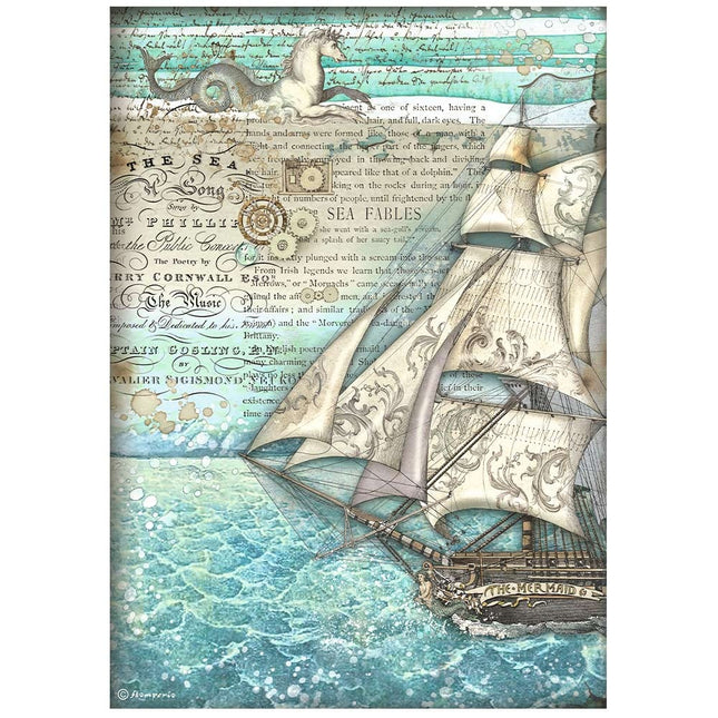 Papier de riz A4 prédécoupé - Songs of the Sea voilier