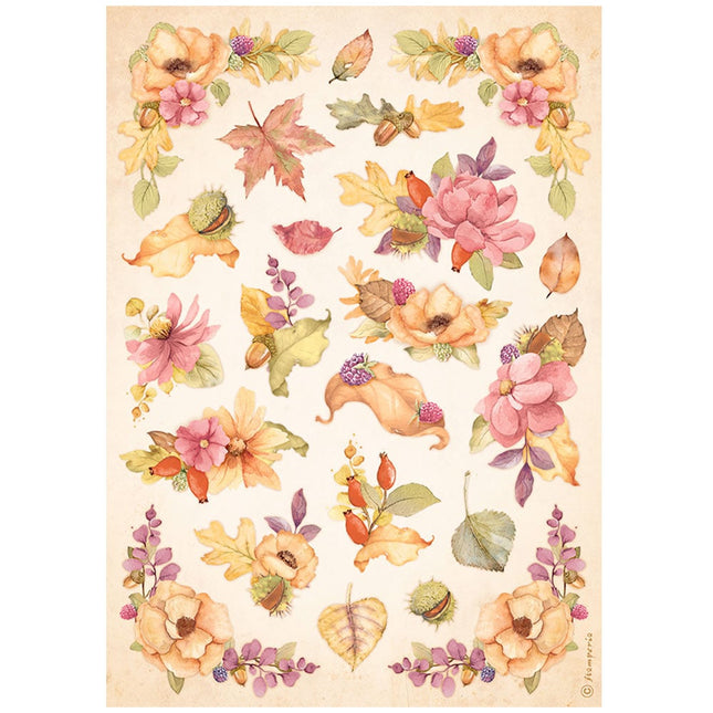 Papier de riz A4 emballé - Fleurs Woodland