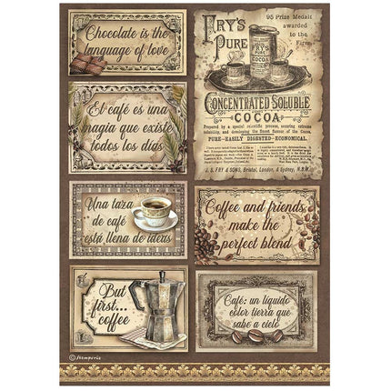 Papier de riz A4 en paquet - Étiquettes Café et chocolat