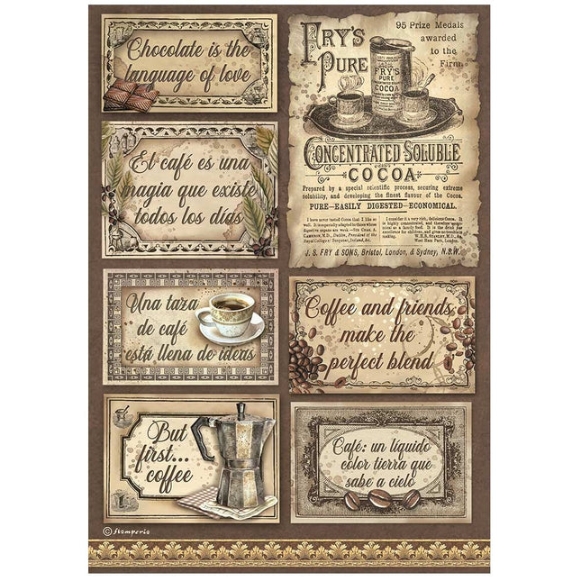 Papier de riz A4 en paquet - Étiquettes Café et chocolat