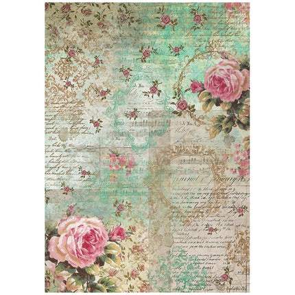 Papier de riz A4 emballé - fond à pivoines Precious