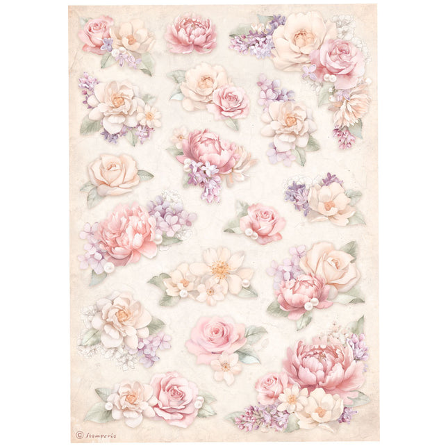 Papier de riz A4 - Romance Forever, fond floral