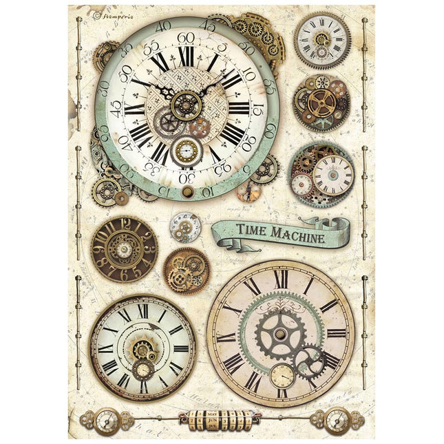 Papier de riz au format A4 - Voyages Fantastiques horloge