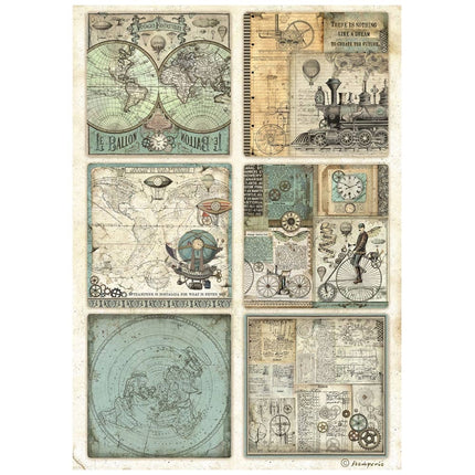 Papier de riz au format A4 - Voyages Fantastiques 6 cartes