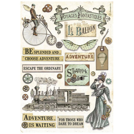 Papier de riz au format A4 - Voyages Fantastiques éléments