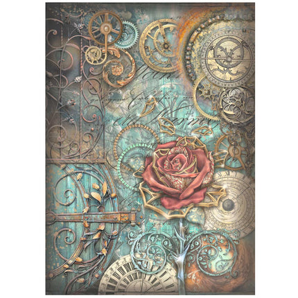 Papier de riz conditionné A4 - rose mécanique Sir Vagabond in Fantasy World