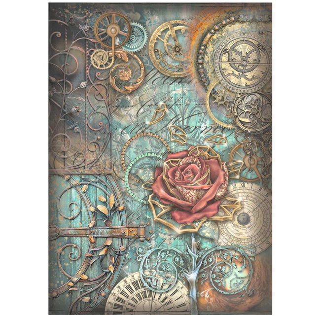 Papier de riz conditionné A4 - rose mécanique Sir Vagabond in Fantasy World
