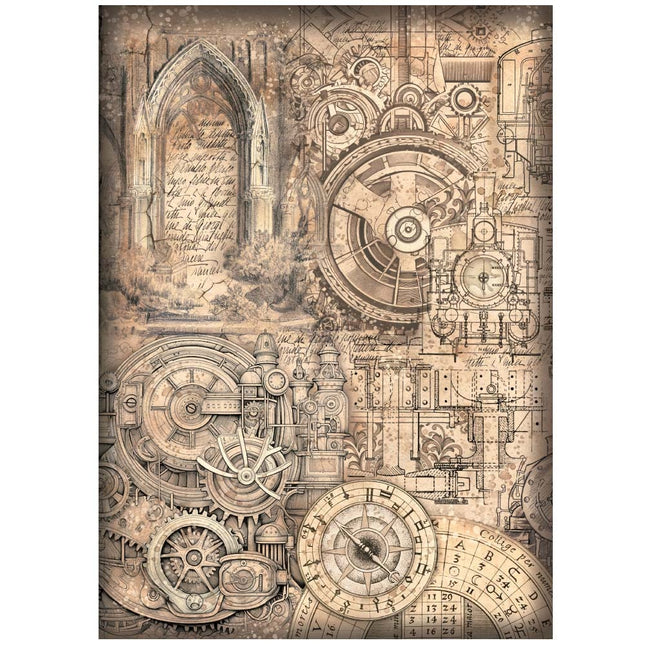 Papier de riz A4 en paquet - Sir Vagabond dans un monde fantastique, motif mécanique