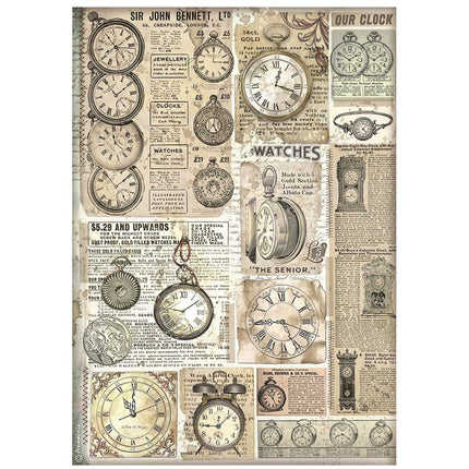 Papier de riz A4 imprimé - Brocante Antiques horloges