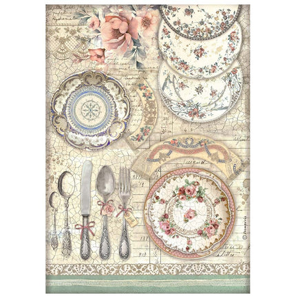 Papier de riz épais A4 - Brocante Antiques assiettes en céramique