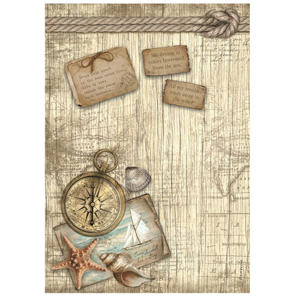 Papier de riz en pack A4 - Sea Land boussole