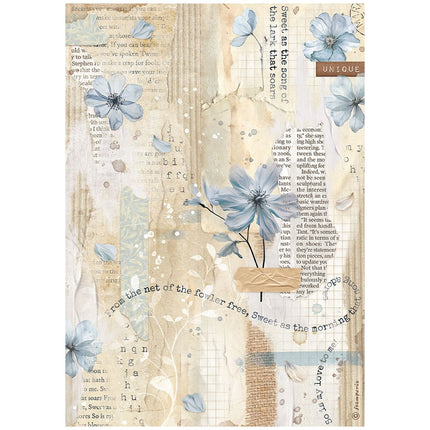 Papier de riz A4 imprimé - Create Happiness Secret Diary fleur bleue