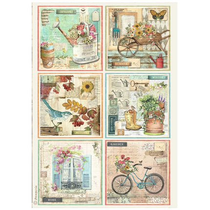 Papier de riz A4 imprimé - 6 cartes de jardin