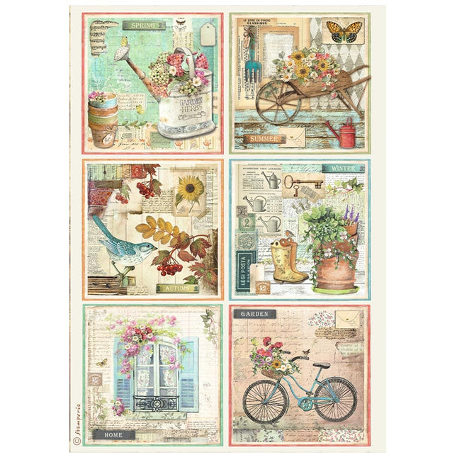 Papier de riz A4 imprimé - 6 cartes de jardin