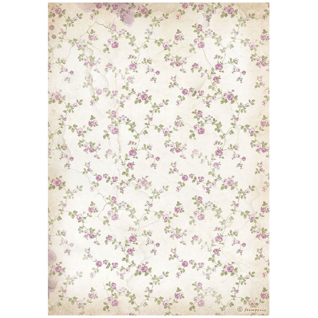 Papier de riz A4 imprimé - Fond de petites fleurs lavande