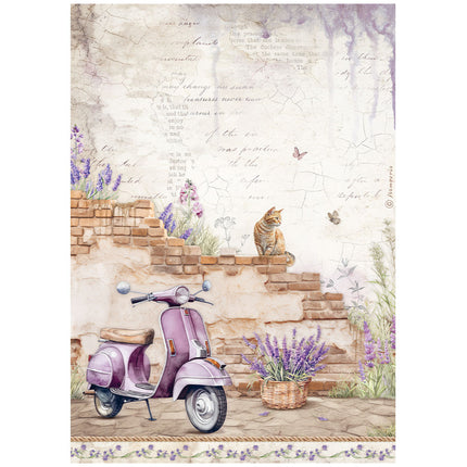 Papier de riz A4 imprimé - Vespa lavande