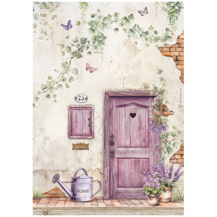 Papier de riz A4 imprimé - Porte lavande