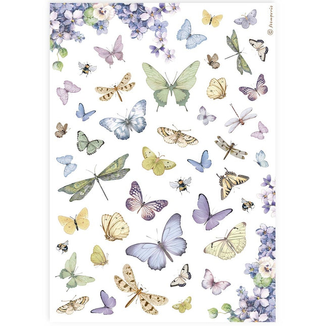 Papier de riz A4 imprimé - papillons