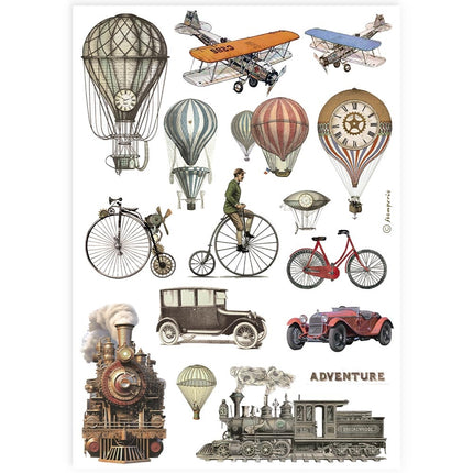 Papier de riz A4 imprimé - train et ballons