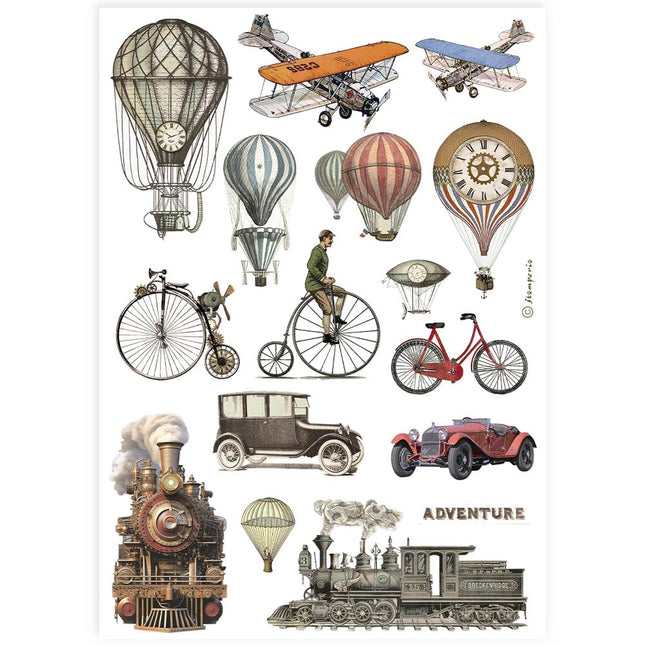 Papier de riz A4 imprimé - train et ballons