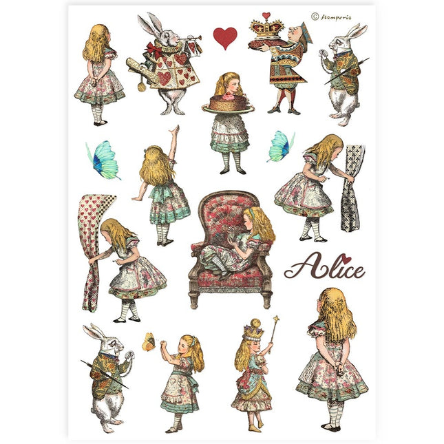 Papier de riz A4 imprimé - éléments Alice