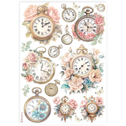 Papier de riz A4 imprimé - horloges