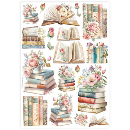 Papier de riz A4 assorti - livres